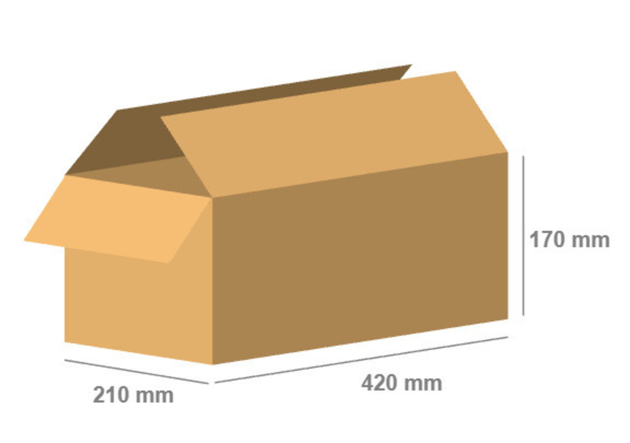 Emtrade Vouwdozen 420x210x170 mm enkelgolf karton bruin, nieuw
