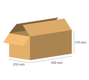 Emtrade (Nieuw) Vouwdoos 420x210x170 mm Enkelgolf Karton Bruin FEFCO 0201 Nieuw