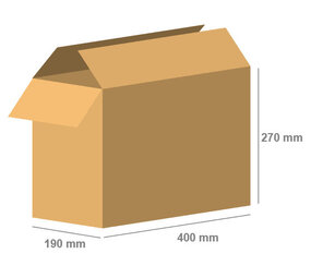 Emtrade (Nieuw) Vouwdoos 400x190x270 mm Enkelgolf Karton Bruin FEFCO 0201 Nieuw