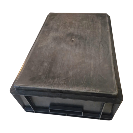Versatote Stapelbak, 600x400x180 mm, euronorm, zwart kunststof, gebruikt
