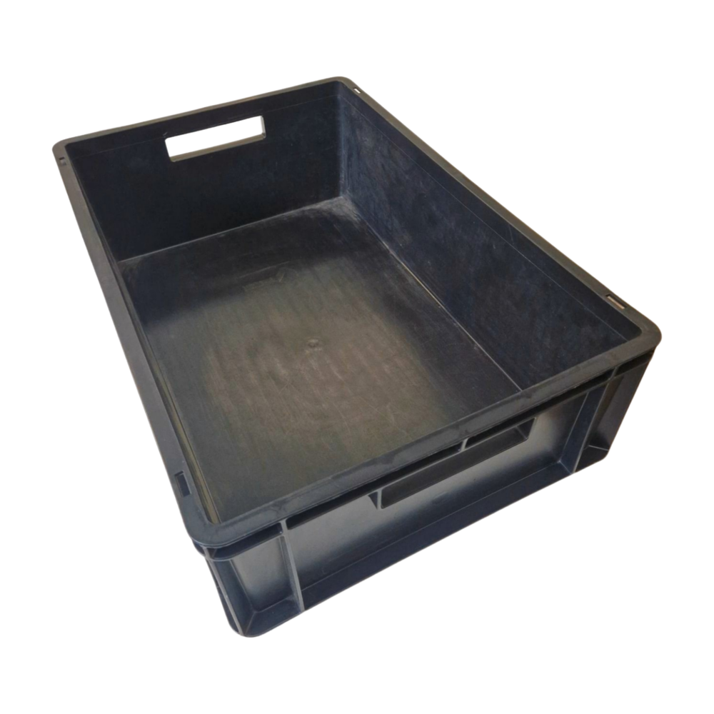 Versatote Stapelbak, 600x400x180 mm, euronorm, zwart kunststof, gebruikt