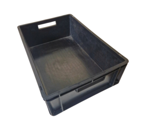 Versatote Stapelbak, 600x400x180 mm, euronorm, zwart kunststof, gebruikt