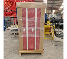 Emtrade (Nieuw) Lockerkast 3 deurs 3 delig met hangslot sluiting, rood-wit, nieuw