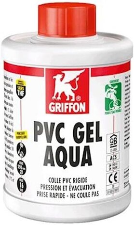 Griffon PVC-lijm, druk/Evac. Gel Griffon pot 1 l met kwast