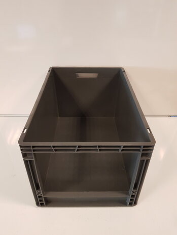 Magazijnbak, 600x400x280 mm, euronorm, grijs kunststof, nieuw