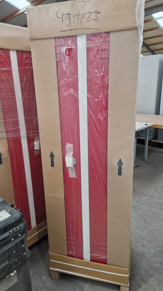 Emtrade (Nieuw) Lockerkast 2 deurs 2 delig met hangslot sluiting, rood-wit, nieuw