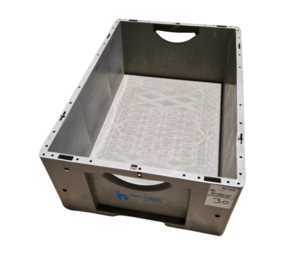 SSI SchÃ¤fer Stapelbak, 600x400x220 mm, euronorm, grijs pp, gebruikt