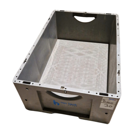 SSI SchÃ¤fer Stapelbak, 600x400x220 mm, euronorm, grijs pp, gebruikt
