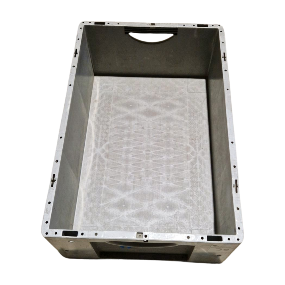 SSI SchÃ¤fer Stapelbak, 600x400x220 mm, euronorm, grijs pp, gebruikt