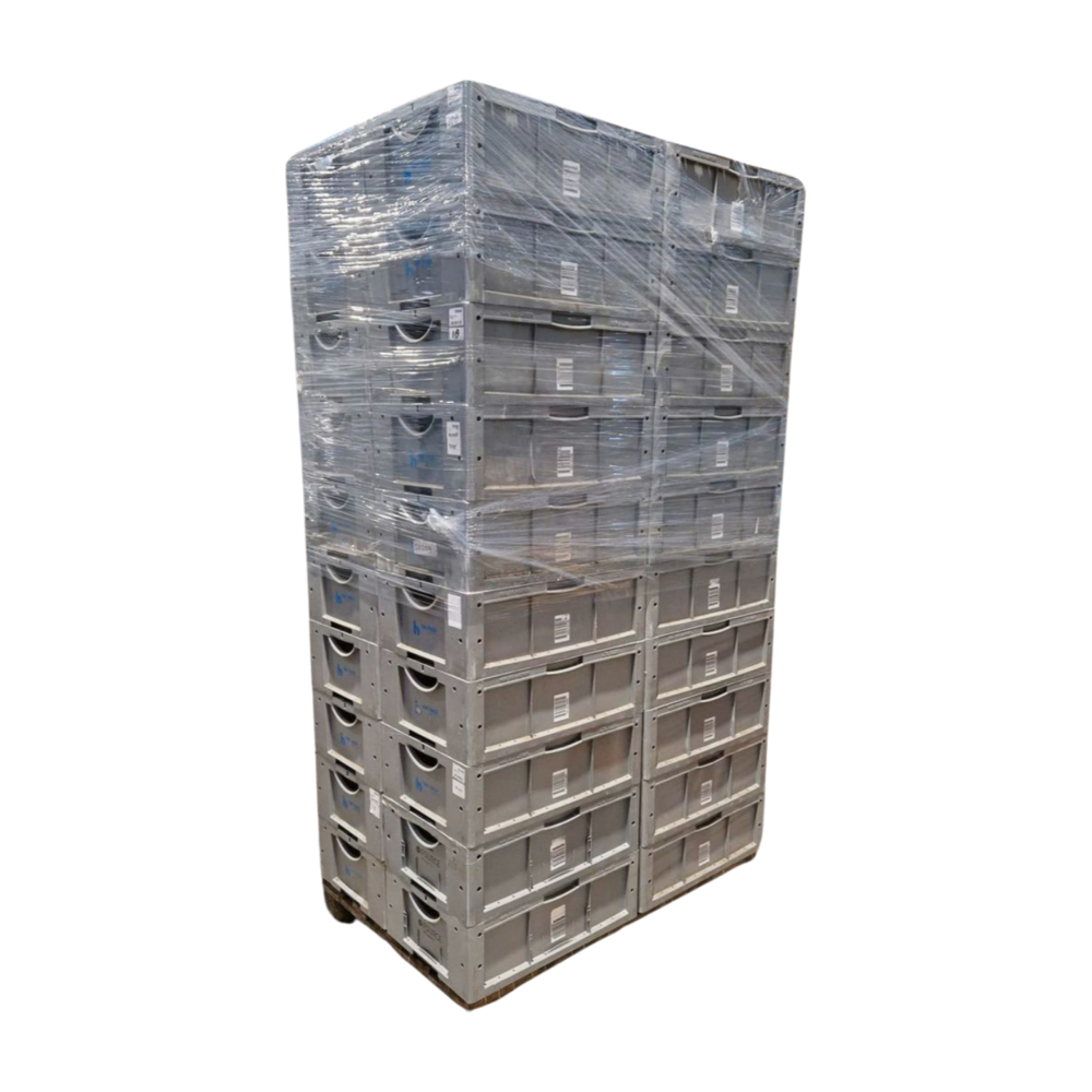 SSI SchÃ¤fer Stapelbak, 600x400x220 mm, euronorm, grijs pp, gebruikt