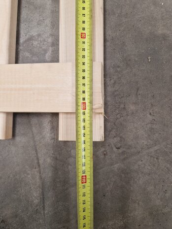 Stelling vlonder/legbord 2700x1000mm vurenhout, 50% open, gebruikt Stelling vlonder/legbord 2700x1000mm vurenhout, 50% open, gebruikt