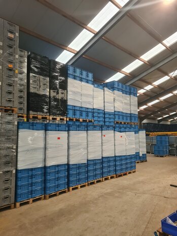 Silverline Stapelbak, 600x400x220 mm, euronorm, blauw kunststof, gebruikt