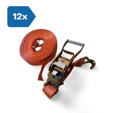 Spanband 9m 2-delig 50 mm polyester, gebruikt Spanband 9m 2-delig 50 mm polyester, gebruikt