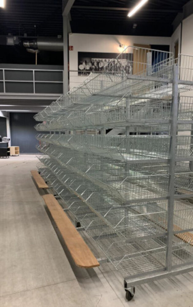 BITO Verrijdbare stelling incl. 48 draadmanden - 2350x3800x1600mm, licht gebruikt