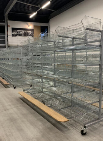 BITO Verrijdbare stelling incl. 48 draadmanden - 2350x3800x1600mm, licht gebruikt