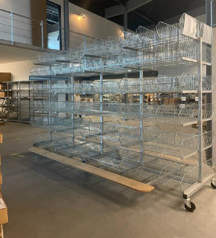 BITO Verrijdbare stelling incl. 48 draadmanden - 2350x3800x1600mm, licht gebruikt