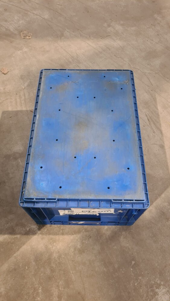 Stapelbak, 600x400x280 mm, euronorm, blauw kunststof, gebruikt