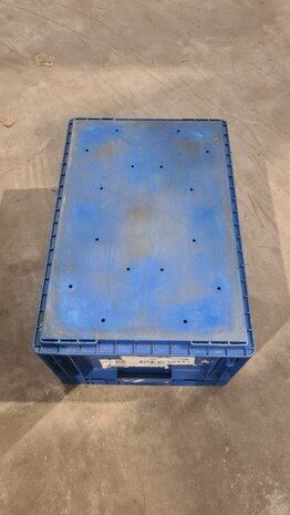 Stapelbak 600x400x280 euronorm blauw, gebruikt