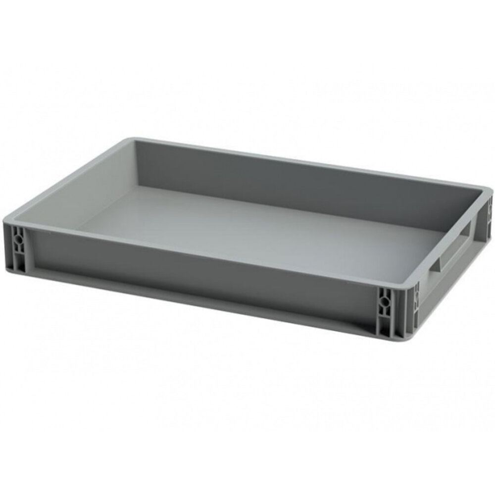 Emtrade Kunststof Bak Euronorm, 600x400x75 mm grijs, Nieuw