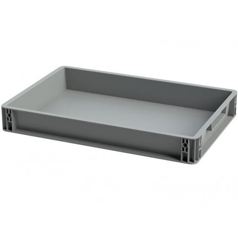 Emtrade (Nieuw) Kunststof bak euronorm, 600x400x75 mm grijs, nieuw