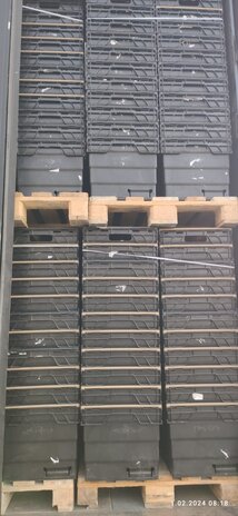 Schoeller Allibert Nestbare Stapelbak, 600x400x360 mm, euronorm, zwart kunststof, gebruikt