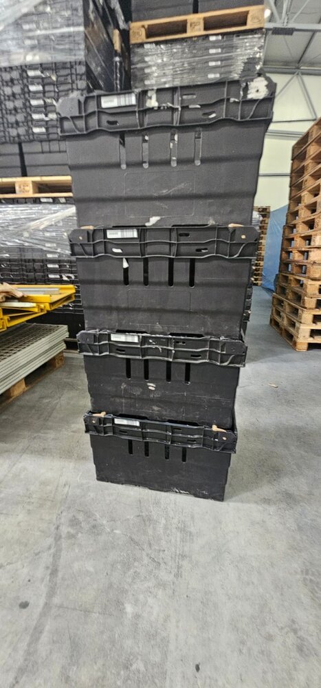 Schoeller Allibert Nestbare Stapelbak, 600x400x360 mm, euronorm, zwart kunststof, gebruikt