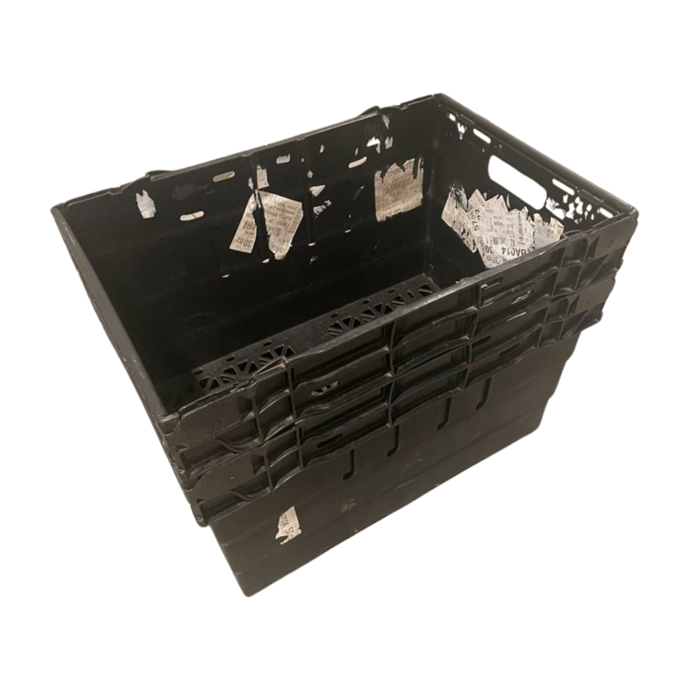 Schoeller Allibert Nestbare Stapelbak, 600x400x360 mm, euronorm, zwart kunststof, gebruikt