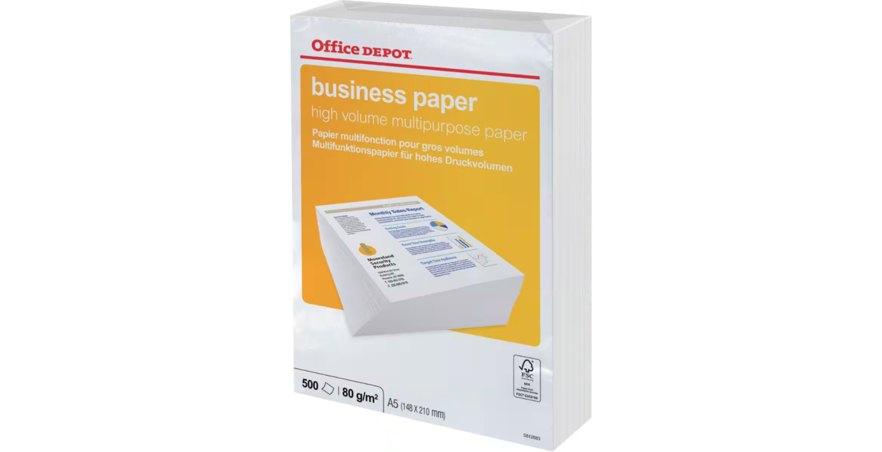 Office Depot Viking Business A5 Kopieerpapier Wit 80 g/m² Glad 500 Vellen Office Depot Viking Business A5 Kopieerpapier Wit 80 g/m² Glad 500 Vellen