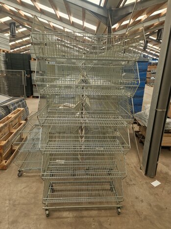 Aldipro Set van 6 draadmanden op wielen, licht gebruikt