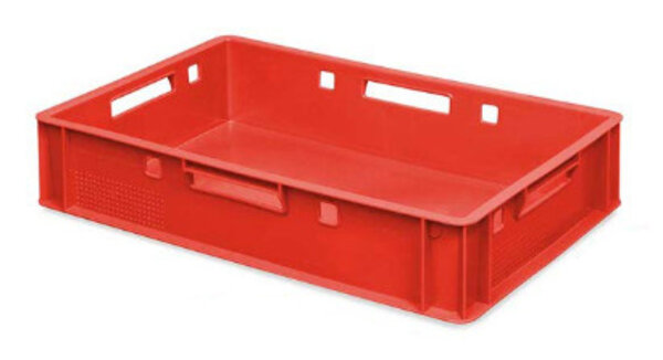 Stapelkrat, 600x400x125 mm, euronorm, rood kunststof, gebruikt