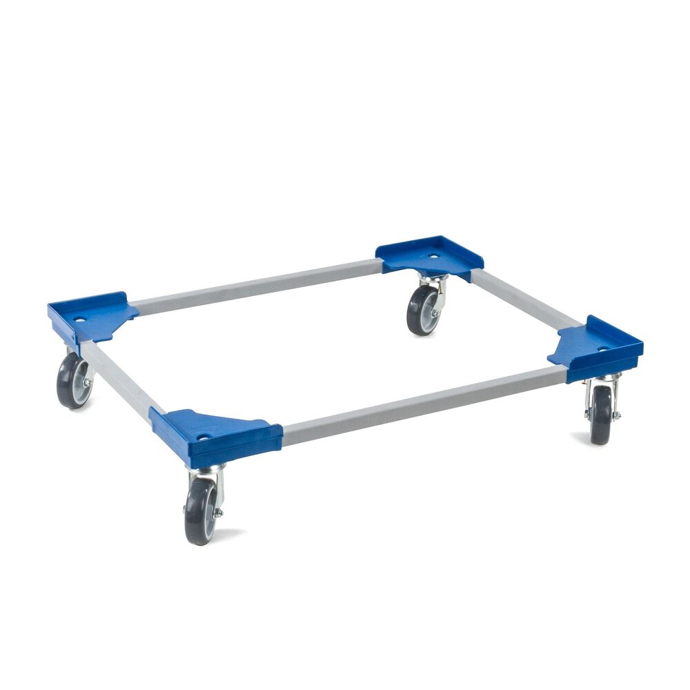 Emtrade (Nieuw) Dolly variabel 800x600 blauw met 4 rubberen zwenkwielen, nieuw