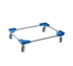 Emtrade (Nieuw) Dolly variabel 800x600 blauw met 4 rubberen zwenkwielen, nieuw