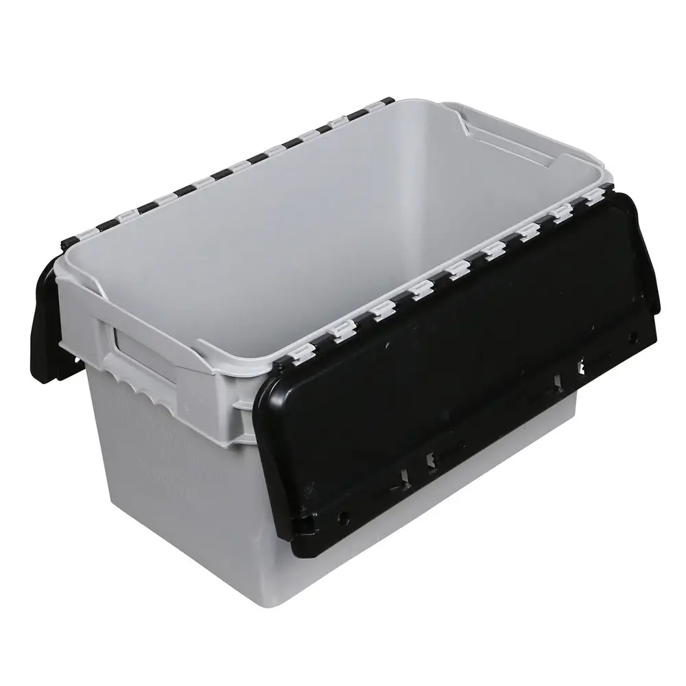 Curtec Distributiebak 600x400x275 mm 45L Nestbaar Stapelbaar Grijs/Zwart, gebruikt Curtec Distributiebak 600x400x275 mm 45L Nestbaar Stapelbaar Grijs/Zwart, gebruikt