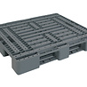 Emtrade (Nieuw) Kunststof pallet 1200x800x150 mm, gedeeltelijk open dek, 3 sledes, 750 kg, donkergrijs, nieuw