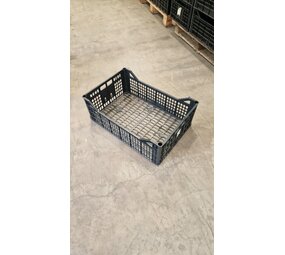 Emtrade 60x40x21cm lichtgewicht krat, zwart, PP, geperforeerd, gebruikt