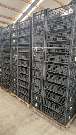 Emtrade Stapelbak, 600x400x210 mm, euronorm, zwart pp, gebruikt