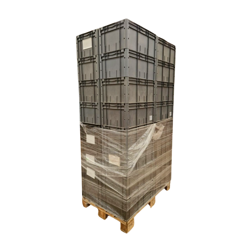 Embox Stapelbak, 600x400x270 mm, euronorm, zwart kunststof, nieuw