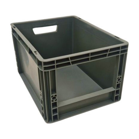 Embox Magazijnbak 400x300x220mm met grijpopening, stapelbaar grijs, nieuw Embox Magazijnbak 400x300x220mm met grijpopening, stapelbaar grijs, nieuw