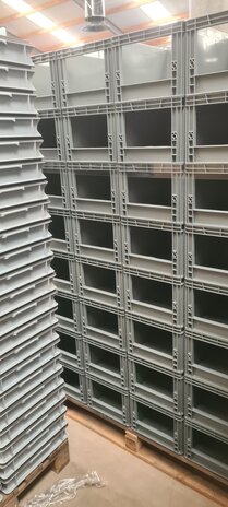 Embox Magazijnbak, 400x300x220 mm, euronorm, grijs kunststof, nieuw