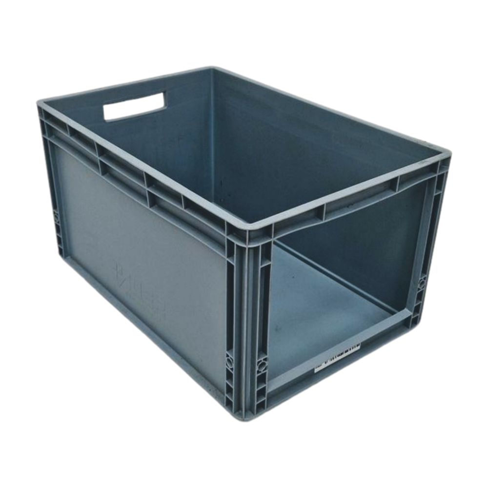 Auer Magazijnbak euronorm 600x400x320mm, met grijpopening, stapelbaar, grijs, gebruikt Auer Magazijnbak euronorm 600x400x320mm, met grijpopening, stapelbaar, grijs, gebruikt