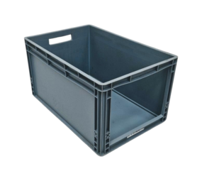 Auer Magazijnbak euronorm 600x400x320mm, met grijpopening, stapelbaar, grijs, gebruikt Auer Magazijnbak euronorm 600x400x320mm, met grijpopening, stapelbaar, grijs, gebruikt