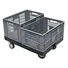 Kunststof Dolly Rolplateau 800x600x200 mm met dubbelwandig dek zwart, gebruikt Kunststof Dolly Rolplateau 800x600x200 mm met dubbelwandig dek zwart, gebruikt