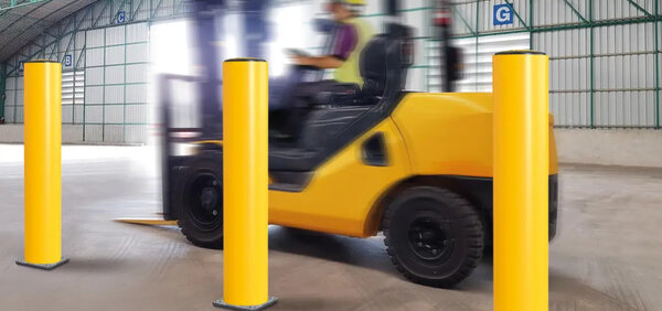 A-Safe A-safe rampaal 120x20x20cm rond geel, gebruikt / per stuk