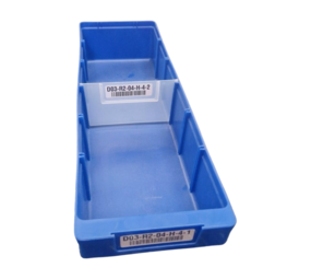 Emtrade Stellingbak, 500x150x80 mm, blauw kunststof, gebruikt Emtrade Stellingbak, 500x150x80 mm, blauw kunststof, gebruikt