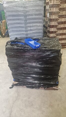 Emtrade Stellingbak, 495x150x80 mm, blauw kunststof, gebruikt Emtrade Stellingbak, 495x150x80 mm, blauw kunststof, gebruikt