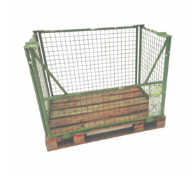 Palletrand inklapbaar 1200x800x980mm, 1 lange zijde half open,  incl. pallet, gebruikt Palletrand inklapbaar 1200x800x980mm, 1 lange zijde half open,  incl. pallet, gebruikt