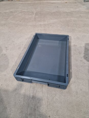 Emtrade Kunststof stapelbak 600x400x80mm grijs, PP, gesloten, vlakke bodem, gebruikt Emtrade Kunststof stapelbak 600x400x80mm grijs, PP, gesloten, vlakke bodem, gebruikt