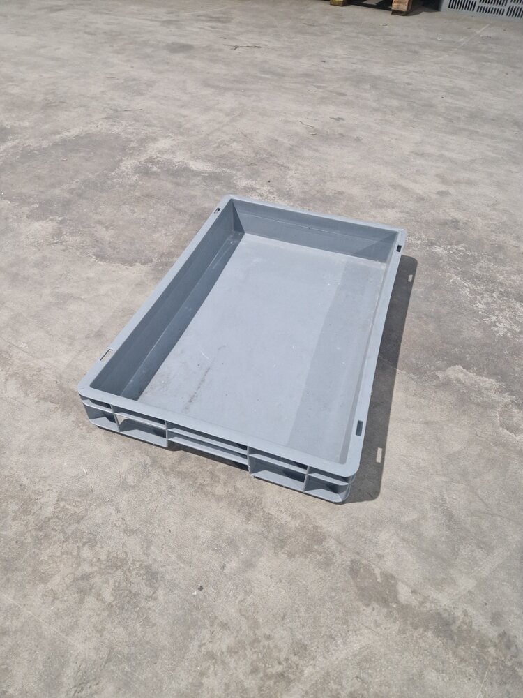 Emtrade Kunststof stapelbak 600x400x80mm grijs, PP, gesloten, vlakke bodem, gebruikt Emtrade Kunststof stapelbak 600x400x80mm grijs, PP, gesloten, vlakke bodem, gebruikt
