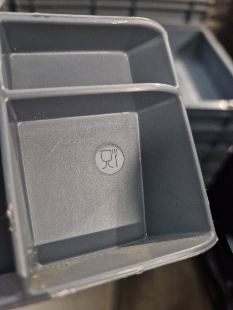 Emtrade Stapelbak, 600x400x80 mm, euronorm, grijs pp, gebruikt