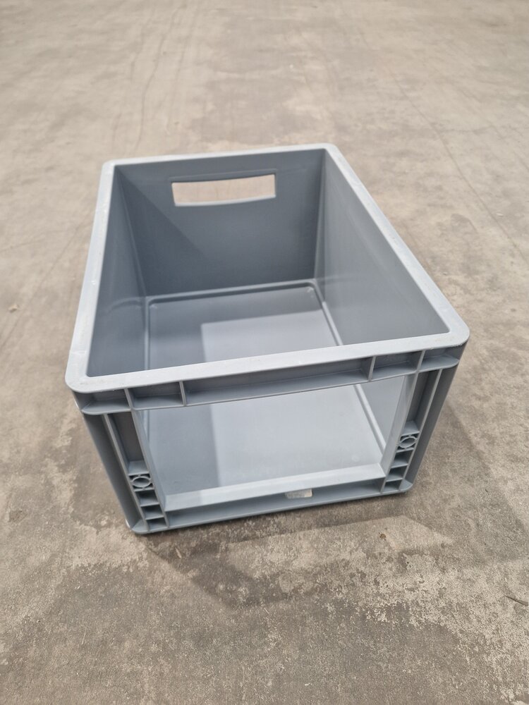 Auer Magazijnbak, 400x300x220 mm, euronorm, grijs kunststof, gebruikt
